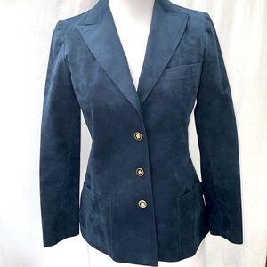 Women’s ABE SCHRADER EUC VINTAGE Elegant Navy Style Suede ILGWU MADE IN USA
